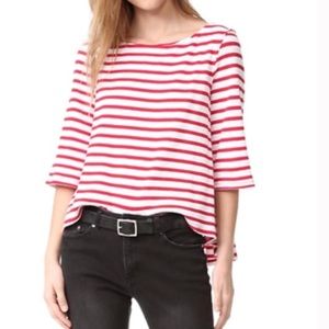 Free People striped thermal pleated shirt
